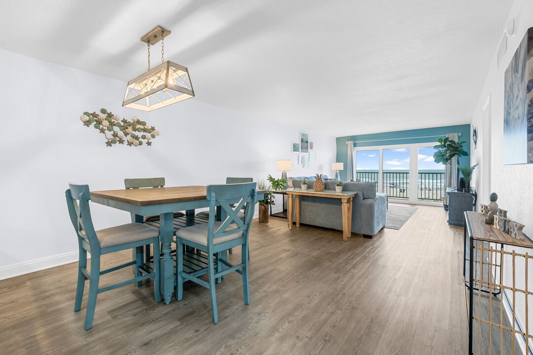 Dining area inside one of our Boardwalk weekly rentals
