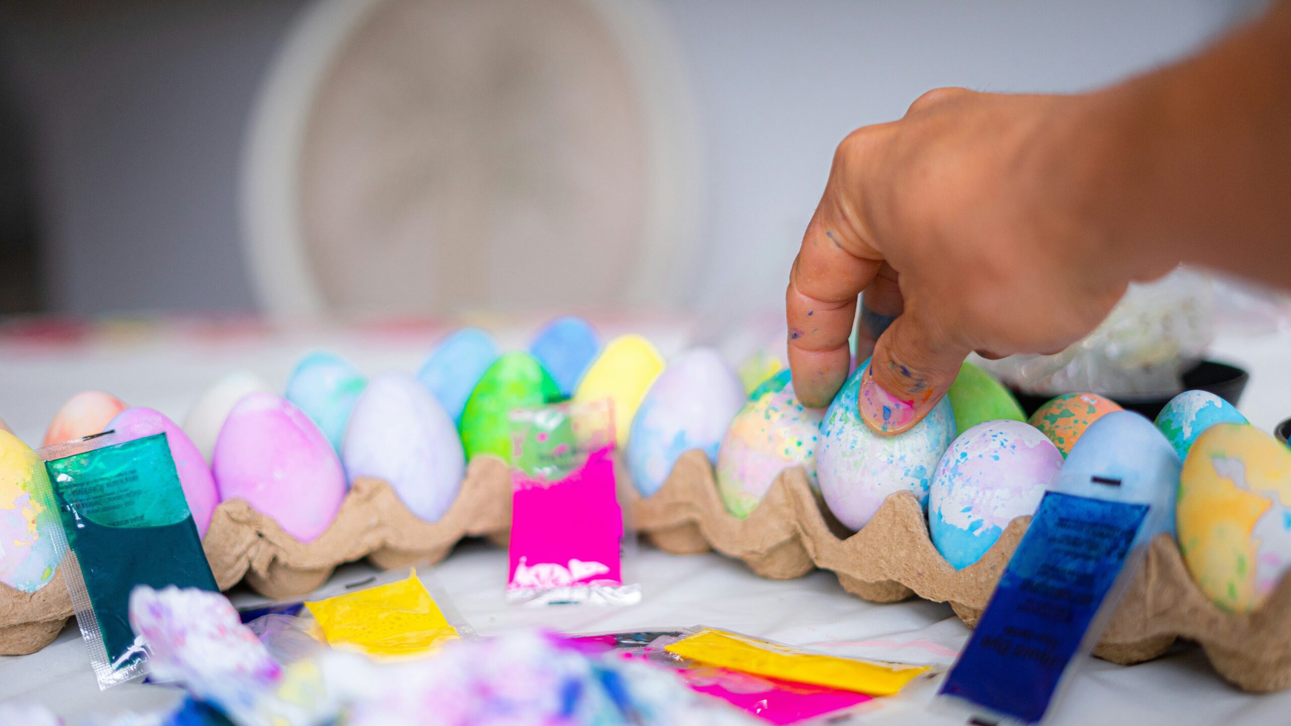 Eggs being dyed for easter