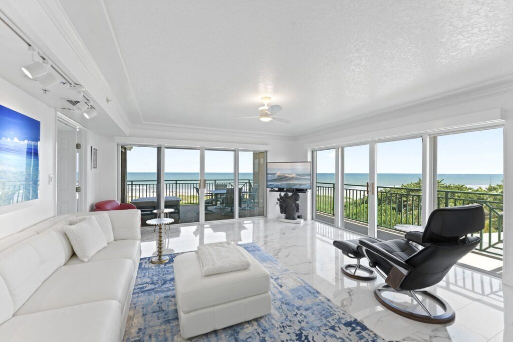 Living area inside one of our Cape Canaveral rentals