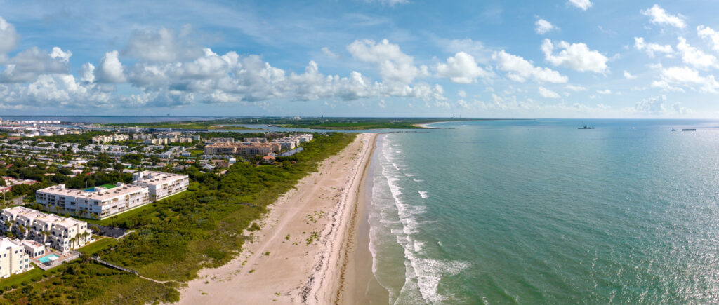 Aerial view of Cocoa Beach on the Space Coast